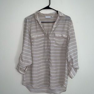 Tan and white stripped blouse